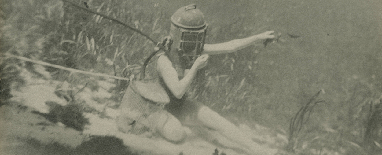 vintage photo of Individual underwater